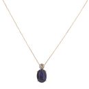 18ct Yellow and White Gold 0.30ct Old Cut Diamond and Black Opal Pendant and Chain 18"