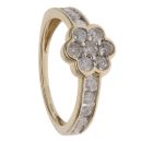 9ct Yellow Gold 1.00ct Brilliant Cut Diamond Cluster Ring