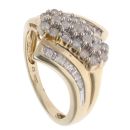 9ct Yellow Gold 0.80ct Brilliant And Baguette Cut Diamond Crossover Ring