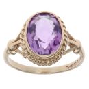 9ct Yellow Gold Amethyst Solitaire Ring