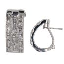 14ct White Gold 0.35ct Baguette Cut Diamond Multi Row Earrings