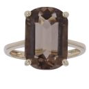 9ct Yellow Gold Smoky Quartz Single Stone Ring