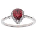 Silver Red Gemstone And Cubic Zirconia Cluster Ring By Icesia
