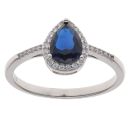 Silver Cubic Zirconia and Blue Gemstone Cluster Ring By Icesia