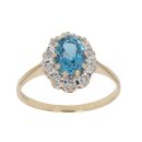 9ct Yellow Gold 0.05ct Diamond and Blue Topaz Cluster Ring