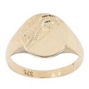 9ct Yellow Gold Half Patterned Signet Ring