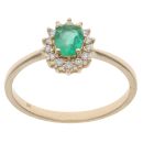 9ct Yellow Gold 0.10ct Diamond and Emerald Cluster Ring