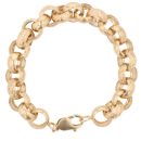 9ct Yellow Gold Patterned and Plain Belcher Bracelet 8"