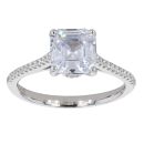 Silver Square Cubic Zirconia Solitaire Ring by Icesia