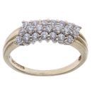 9ct Yellow Gold Cubic Zirconia Three Row Ring