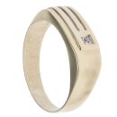 9ct Yellow and White Gold 0.01ct Diamond Striped Signet Ring
