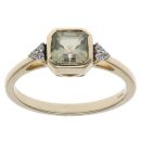 9ct Yellow Gold Green Spinel and Cubic Zirconia Ring