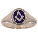 9ct Yellow Gold Blue Enamel Spinning Masonic Ring