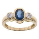18ct Yellow Gold 0.20ct Diamond and Sapphire Three Stone Ring