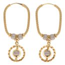 22ct Yellow and White Gold Orbit Dropper Hoop Earrings