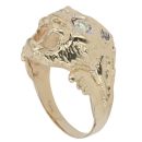 9ct Yellow And White Gold 0.25ct Diamond Lion Signet Ring