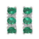 Silver Cubic Zirconia and Green Gemstone Stud Earrings By Icesia