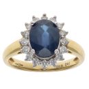 18ct Yellow Gold 0.41ct Brilliant Cut Diamond and Sapphire Cluster Ring