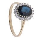 9ct Yellow Gold 0.25ct Brilliant Cut Diamond and Sapphire Cluster Ring