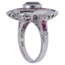 18ct White Gold 3.00ct Brilliant Cut Brown and Colourless Diamond, Created Sapphire and Created Ruby Cluster Ring