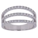 18ct White Gold 0.75ct Brilliant Cut Diamond Three Row Ring