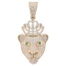 9ct Yellow Gold Cubic Zirconia Lioness With Crown Pendant