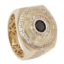 14ct Yellow And White Gold Cubic Zirconia Signet Ring