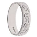 9ct White Gold Patterned Wedding Band 5mm