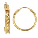22ct Yellow Gold Patterned Hoop Earrings