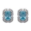 Silver Blue Gemstone and Cubic Zirconia Cluster Stud Earrings By Icesia