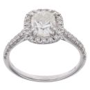 18ct White Gold 1.70ct Cushion And Brilliant Cut Diamond Cluster Ring
