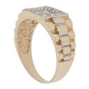 9ct Yellow And White Gold Cubic Zirconia Watch Style Signet Ring