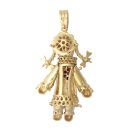 9ct Yellow Gold Moveable Cubic Zirconia Ragdoll Pendant
