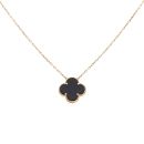 18ct Yellow Gold Onyx Clover Chain 18"