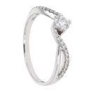 18ct White Gold Certificated Diamond Crossover Ring