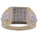 9ct Yellow and White Gold 0.50ct Brilliant Cut Diamond Cluster Signet Ring