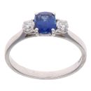 18ct White Gold 0.25ct Brilliant Cut Diamond and Sapphire Three Stone Ring