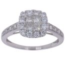 18ct White Gold 0.87ct Princess And Brilliant Cut Diamond Cluster Ring