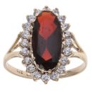9ct Yellow Gold Cubic Zirconia and Garnet Cluster Ring