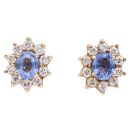 9ct Yellow Gold 0.40ct Brilliant Cut Diamond And Sapphire Cluster Stud Earrings