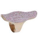 9ct Yellow Gold Pink Gemstone Wavy Ring