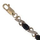 9ct Yellow Gold 0.10ct Diamond and Sapphire Bracelet 7.5"