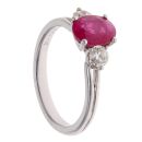 18ct White Gold 0.42ct Brilliant Cut Diamond and Ruby Three Stone Ring