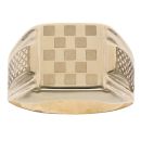 14ct Yellow Gold Chequer Patterned Signet Ring
