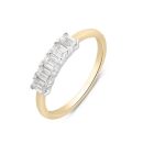 9ct Yellow Gold 0.50ct Emerald Cut Lab Grown Diamond Five Stone Ring