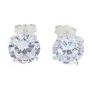 Silver Large Round Cubic Zirconia Stud Earrings by Icesia