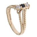 9ct Yellow Gold Sapphire And Cubic Zirconia Wishbone Ring
