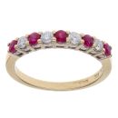 18ct Yellow Gold 0.25ct Brilliant Cut Diamond and Ruby Half Eternity Ring