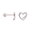 Silver Cubic Zirconia Heart Stud Earrings by Icesia