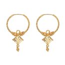 22ct Yellow Gold Square Dropper Hoop Earrings